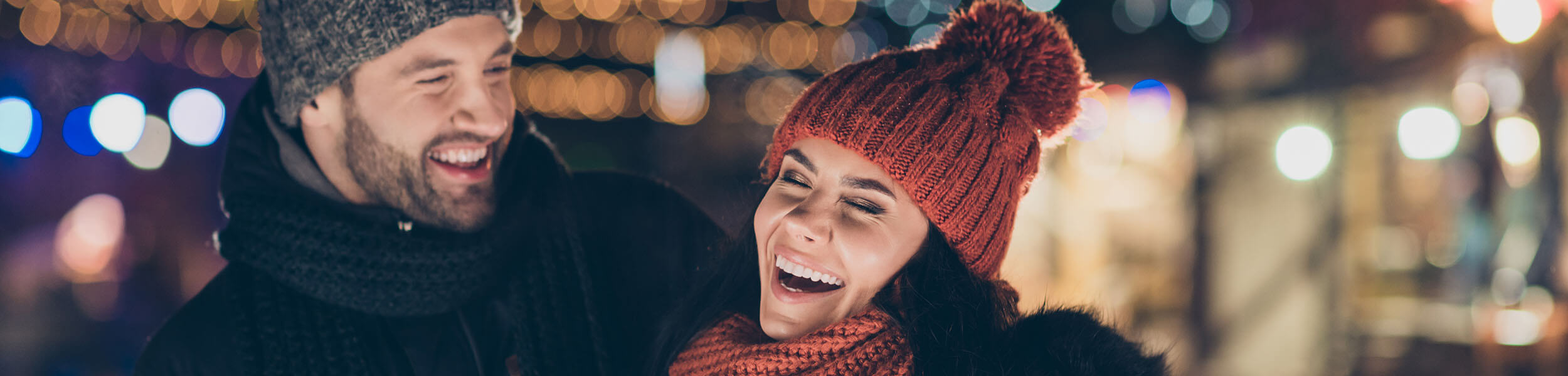 couple laughing together