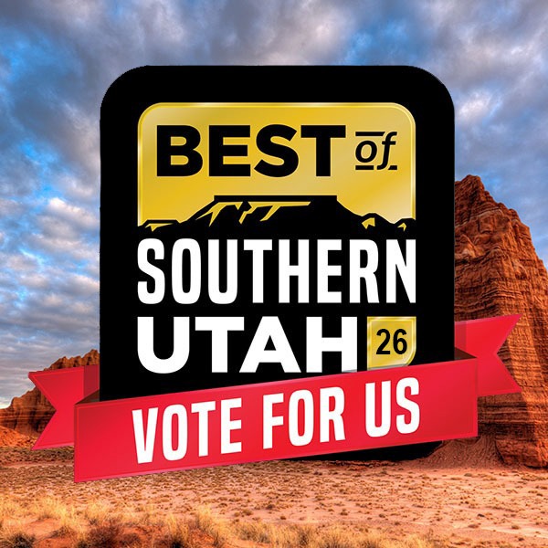 best of southern utah 2026 medallion with mountain in the background